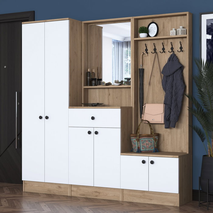 Hanah Home Recibidor P6 - M3 - 2490 Blanco y Nogal